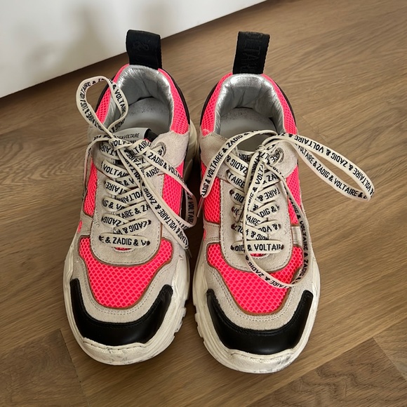 zadig and voltaire neon pink sneaker - Picture 1 of 5